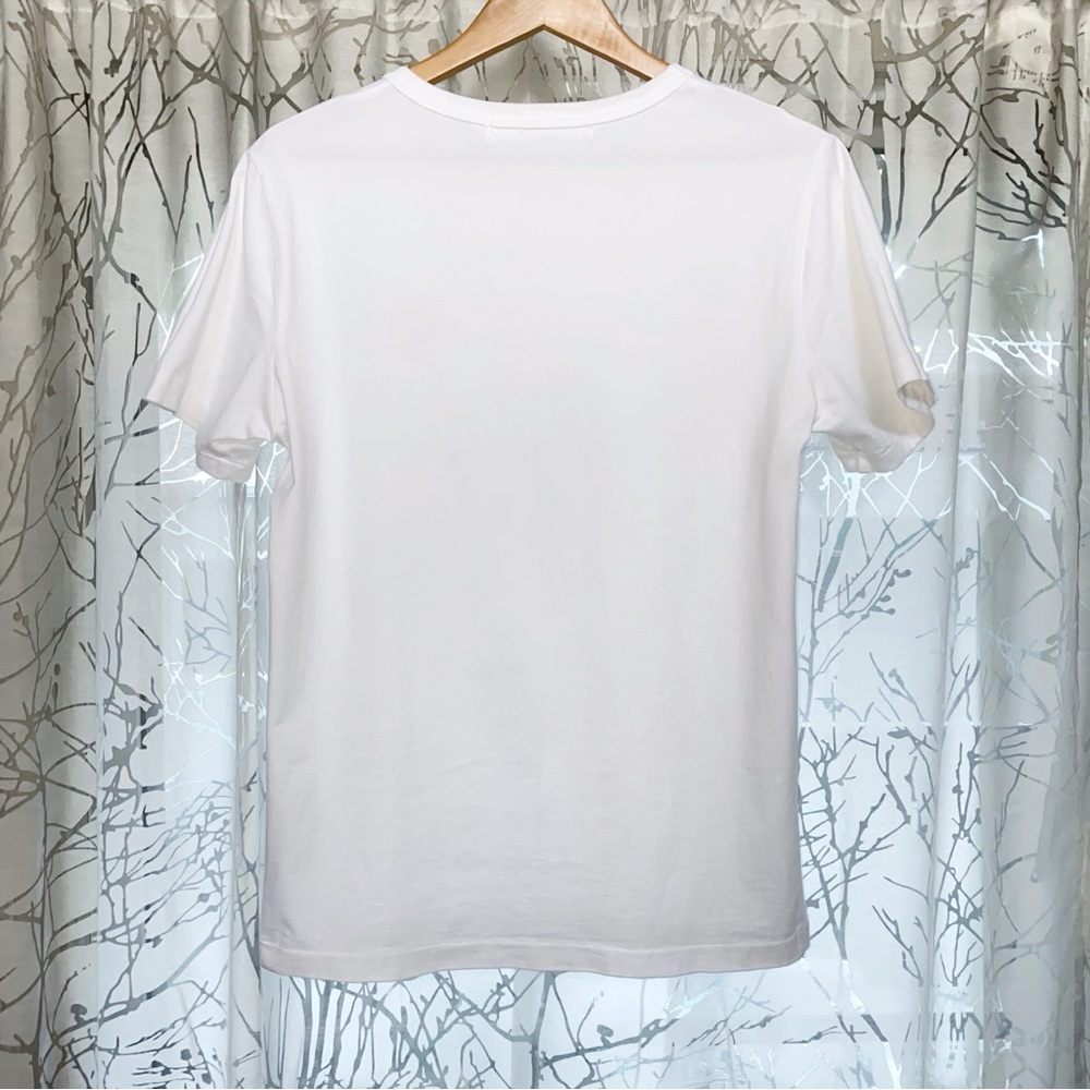 PLAY COMME DES GARÇONS red heart patch white cotton t-shirt tee shirt - Picture 6 of 10